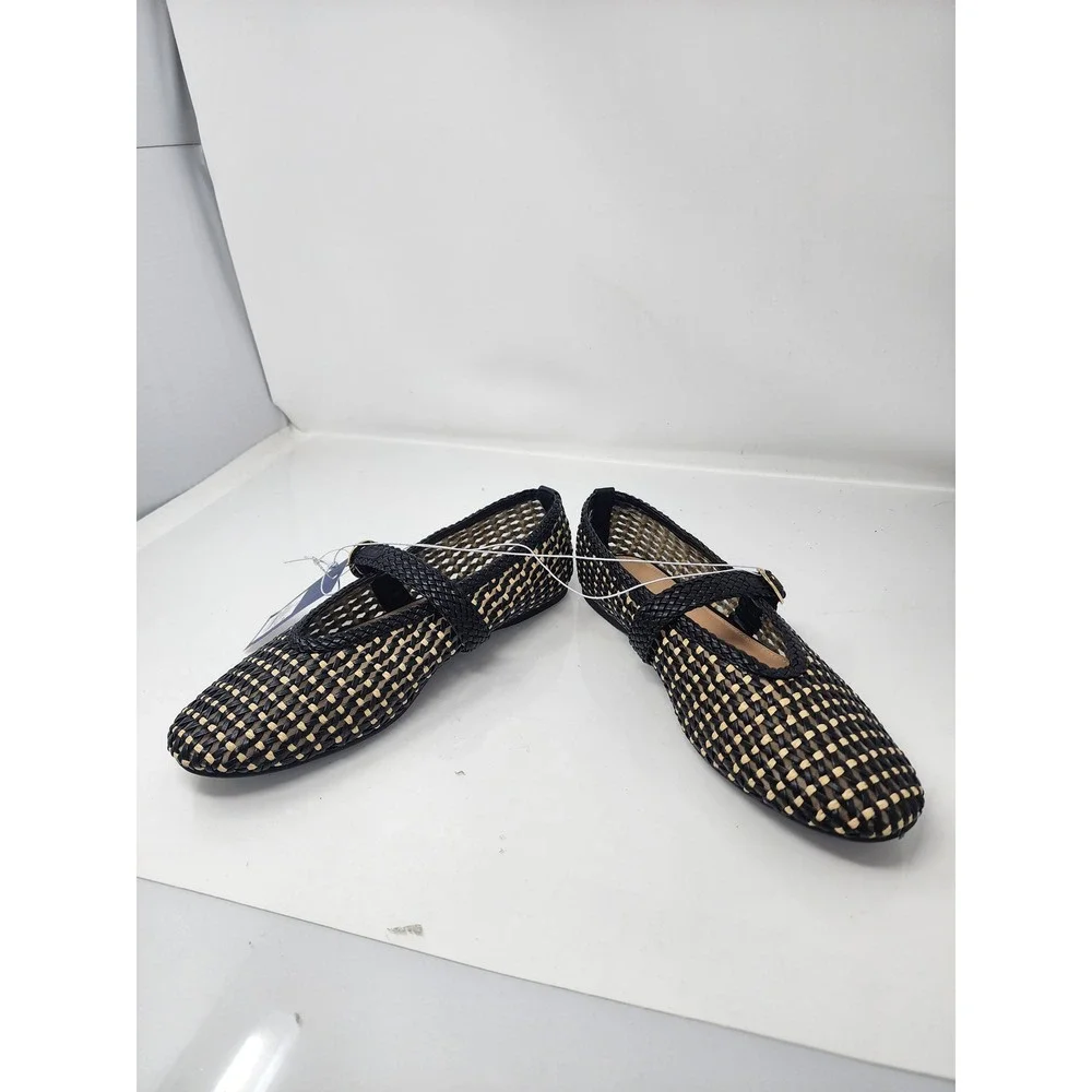 Universal Thread Womens Woven Mary Jane Flats Black Textile Casual Size 11